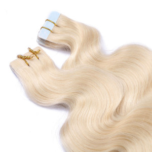 10 x Tape In - 60 - Weissblond - GEWELLT Hair Extensions - 2,5g - NOVON EXTENTIONS 50 cm
