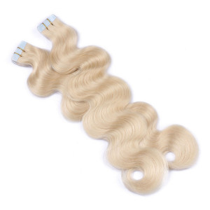 10 x Tape In - 60 - Weissblond - GEWELLT Hair Extensions - 2,5g - NOVON EXTENTIONS 50 cm