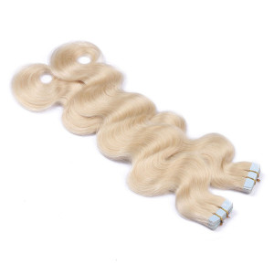 10 x Tape In - 60 - Weissblond - GEWELLT Hair Extensions - 2,5g - NOVON EXTENTIONS 50 cm