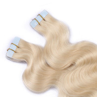 10 x Tape In - 60 - Weissblond - GEWELLT Hair Extensions - 2,5g - NOVON EXTENTIONS 50 cm