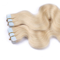 10 x Tape In - 60 - Weissblond - GEWELLT Hair Extensions - 2,5g - NOVON EXTENTIONS 50 cm