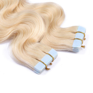 10 x Tape In - 613 - Helllichtblondblond - GEWELLT Hair Extensions - 2,5g - NOVON EXTENTIONS 50 cm