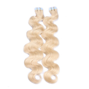 10 x Tape In - 613 - Helllichtblondblond - GEWELLT Hair Extensions - 2,5g - NOVON EXTENTIONS 50 cm