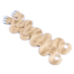10 x Tape In - 613 - Helllichtblondblond - GEWELLT Hair Extensions - 2,5g - NOVON EXTENTIONS 50 cm
