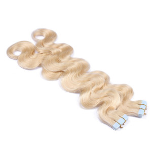 10 x Tape In - 613 - Helllichtblondblond - GEWELLT Hair Extensions - 2,5g - NOVON EXTENTIONS 50 cm