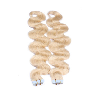 10 x Tape In - 613 - Helllichtblondblond - GEWELLT Hair Extensions - 2,5g - NOVON EXTENTIONS 50 cm