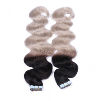 10 x Tape In - 1b/Grey Ombre - GEWELLT Hair Extensions - 2,5g - NOVON EXTENTIONS