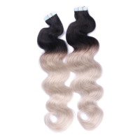 10 x Tape In - 1b/Grey Ombre - GEWELLT Hair Extensions - 2,5g - NOVON EXTENTIONS