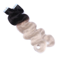 10 x Tape In - 1b/Grey Ombre - GEWELLT Hair Extensions - 2,5g - NOVON EXTENTIONS