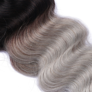 10 x Tape In - 1b/Silver Ombre - GEWELLT Hair Extensions - 2,5g - NOVON EXTENTIONS 60 cm