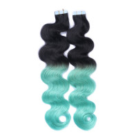 10 x Tape In - 1b/Sky Ombre - GEWELLT Hair Extensions - 2,5g - NOVON EXTENTIONS