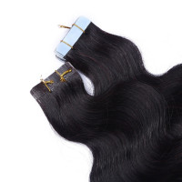 10 x Tape In - 1b/Burg Ombre - GEWELLT Hair Extensions - 2,5g - NOVON EXTENTIONS 50 cm