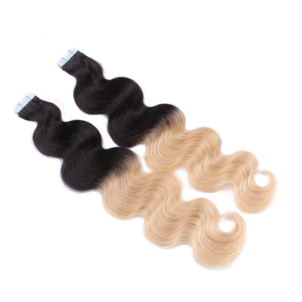 10 x Tape In - 1b/24 Ombre - GEWELLT Hair Extensions - 2,5g - NOVON EXTENTIONS