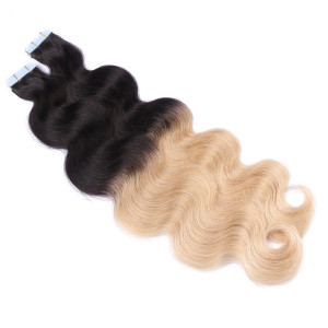 10 x Tape In - 1b/24 Ombre - GEWELLT Hair Extensions - 2,5g - NOVON EXTENTIONS