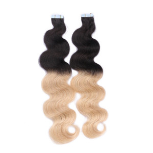 10 x Tape In - 1b/24 Ombre - GEWELLT Hair Extensions - 2,5g - NOVON EXTENTIONS