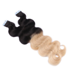 10 x Tape In - 1b/24 Ombre - GEWELLT Hair Extensions - 2,5g - NOVON EXTENTIONS