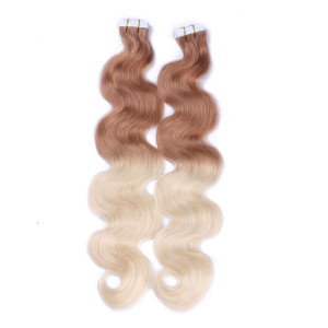 10 x Tape In - 12/60 Ombre - GEWELLT Hair Extensions - 2,5g - NOVON EXTENTIONS 50 cm