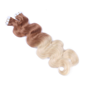 10 x Tape In - 12/60 Ombre - GEWELLT Hair Extensions - 2,5g - NOVON EXTENTIONS 50 cm