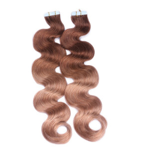 10 x Tape In - 4/27 Ombre - GEWELLT Hair Extensions - 2,5g - NOVON EXTENTIONS 50 cm