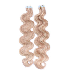 10 x Tape In - 12/613 Gesträhnt - GEWELLT Hair Extensions - 2,5g - NOVON EXTENTIONS 50 cm