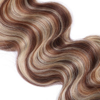 10 x Tape In - 4/24 Gesträhnt - GEWELLT Hair Extensions - 2,5g - NOVON EXTENTIONS 50 cm