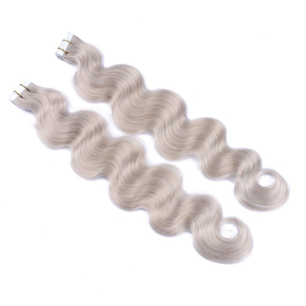 10 x Tape In - Grey / Grau - GEWELLT Hair Extensions - 2,5g - NOVON EXTENTIONS