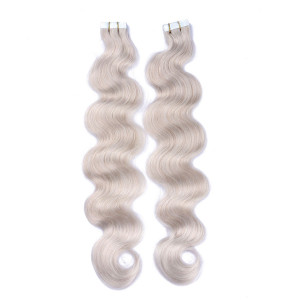 10 x Tape In - Grey / Grau - GEWELLT Hair Extensions - 2,5g - NOVON EXTENTIONS 50 cm