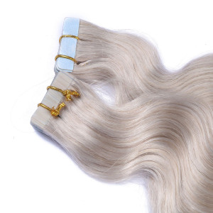10 x Tape In - Grey / Grau - GEWELLT Hair Extensions - 2,5g - NOVON EXTENTIONS 50 cm