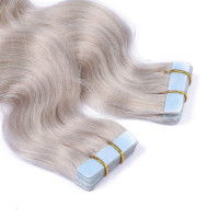 10 x Tape In - Grey / Grau - GEWELLT Hair Extensions - 2,5g - NOVON EXTENTIONS 50 cm