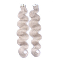 10 x Tape In - Grey / Grau - GEWELLT Hair Extensions - 2,5g - NOVON EXTENTIONS 50 cm
