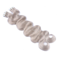 10 x Tape In - Grey / Grau - GEWELLT Hair Extensions - 2,5g - NOVON EXTENTIONS 50 cm