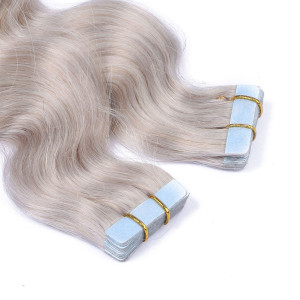 10 x Tape In - Grey / Grau - GEWELLT Hair Extensions - 2,5g - NOVON EXTENTIONS 60 cm