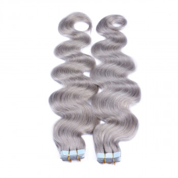 10 x Tape In - Silver - GEWELLT Hair Extensions - 2,5g - NOVON EXTENTIONS 50 cm
