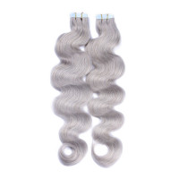 10 x Tape In - Silver - GEWELLT Hair Extensions - 2,5g - NOVON EXTENTIONS 50 cm