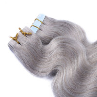 10 x Tape In - Silver - GEWELLT Hair Extensions - 2,5g - NOVON EXTENTIONS 50 cm