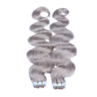 10 x Tape In - Silver - GEWELLT Hair Extensions - 2,5g - NOVON EXTENTIONS 50 cm
