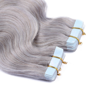 10 x Tape In - Silver - GEWELLT Hair Extensions - 2,5g - NOVON EXTENTIONS 60 cm