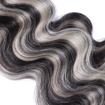 10 x Tape In - 1b/Grey Gesträhnt - GEWELLT Hair Extensions - 2,5g - NOVON EXTENTIONS 60 cm
