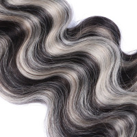 10 x Tape In - 1b/Grey Gesträhnt - GEWELLT Hair Extensions - 2,5g - NOVON EXTENTIONS 60 cm