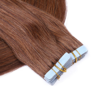 10 x Tape In - 6 Braun - Hair Extensions - 2,5g - NOVON EXTENTIONS 70 cm