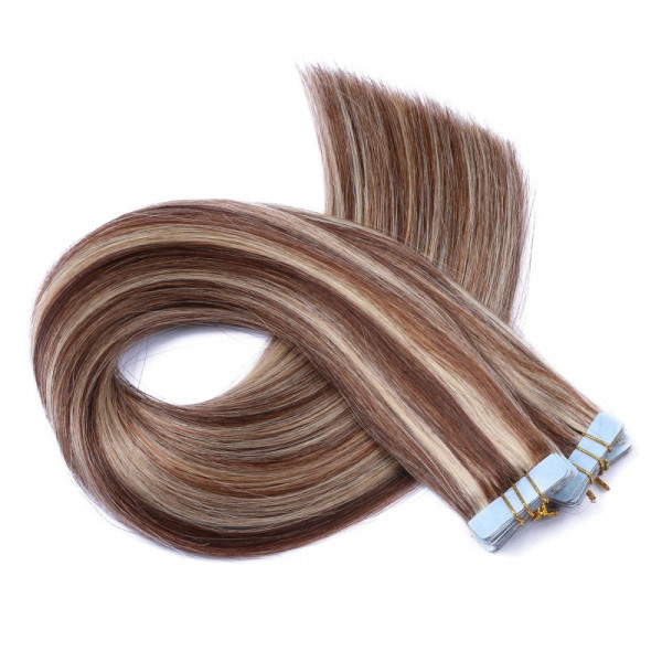 10 x Tape In - 4/24 gesträhnt - Hair Extensions - 2,5g - NOVON EXTENTIONS 70cm