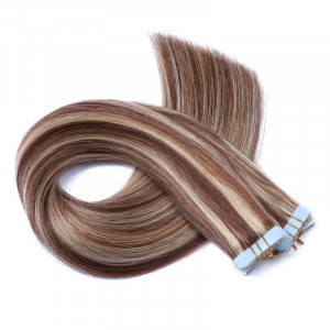 10 x Tape In - 4/24 gesträhnt - Hair Extensions - 2,5g - NOVON EXTENTIONS 70cm