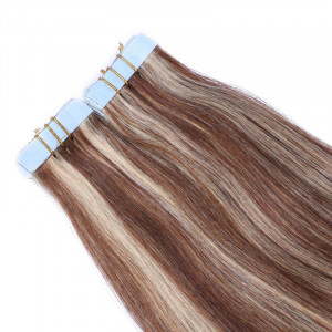 10 x Tape In - 4/24 gesträhnt - Hair Extensions - 2,5g - NOVON EXTENTIONS 70cm