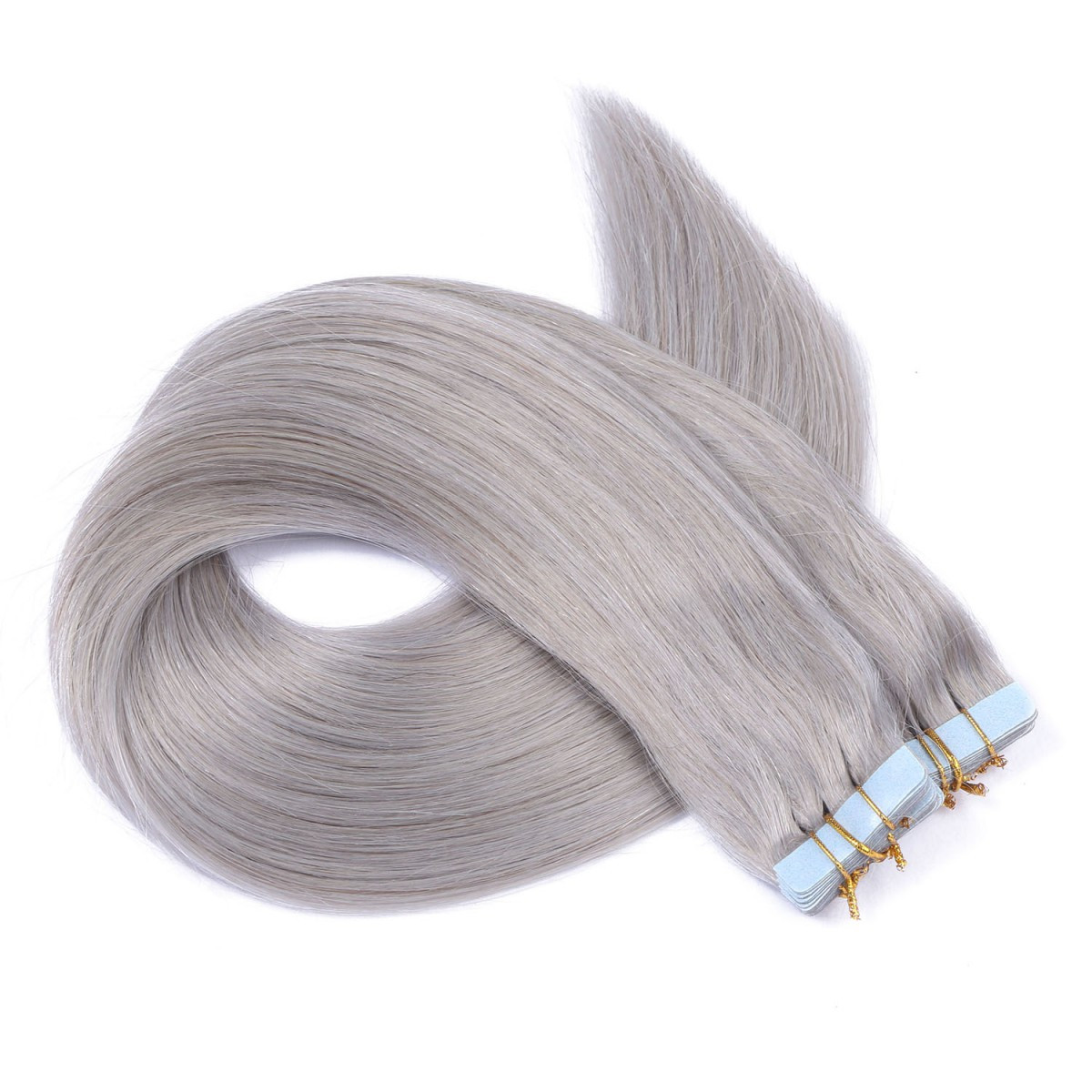 10 x Tape In - Silver - Hair Extensions - 2,5g - NOVON...