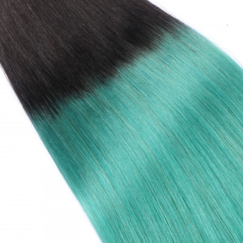 25 x Keratin Bonding Hair Extensions - 1b/Sky Ombre - 100% Echthaar - NOVON EXTENTIONS 60 cm - 1 g