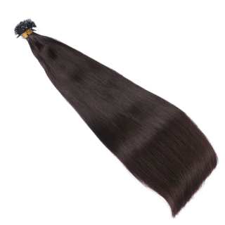25 x Keratin Bonding Hair Extensions - 1b Schwarzbraun - 100% Echthaar - NOVON EXTENTIONS 60 cm - 1 g