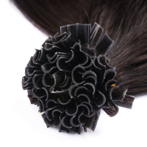 25 x Keratin Bonding Hair Extensions - 1b Schwarzbraun - 100% Echthaar - NOVON EXTENTIONS 60 cm - 1 g