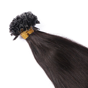 25 x Keratin Bonding Hair Extensions - 1b Schwarzbraun - 100% Echthaar - NOVON EXTENTIONS 60 cm - 1 g