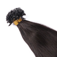 25 x Keratin Bonding Hair Extensions - 1b Schwarzbraun - 100% Echthaar - NOVON EXTENTIONS 60 cm - 1 g