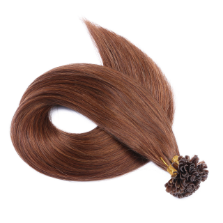 25 x Keratin Bonding Hair Extensions - 6 Braun - 100% Echthaar - NOVON EXTENTIONS 40 cm - 1 g